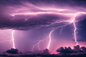 Obraz na płótnie Canvas Sky and clouds with lightning.