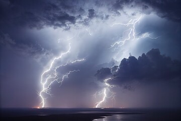 Sky and clouds with lightning.