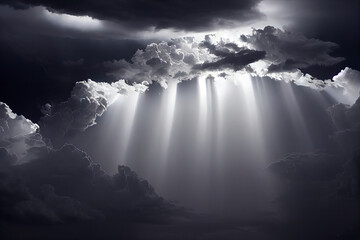 Clouds with light shining down.