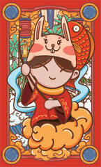Design of Hand drawn Cartoon Materials for New Year Illustration in the Year of Rabbit

