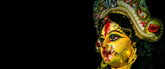 Durga face Dussehra black banner size, happy Dussehra, durga puja 