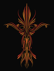 Pinstriping art old school motorcycle and car illustration