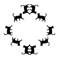 Black cats in a circle Kaleidoscope , silhouette, vector
