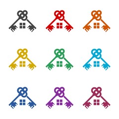 House key icon isolated on white background. Set icons colorful