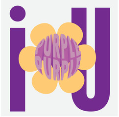 I PURPLE U Vector 3d disco font bold style modern typography. Cool vintage typeface for decoration 