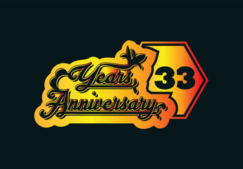 33 years anniversary logo and sticker design template