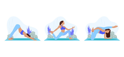 Yoga Activity Flat Bundle Design Illustration