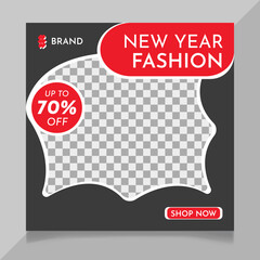 New year fashion sale social media post template