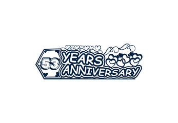 53 years anniversary logo and sticker design template