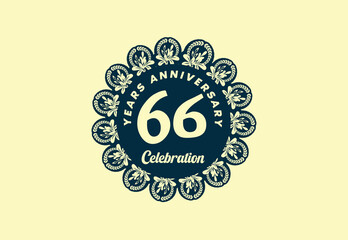 66 years anniversary logo and sticker design template