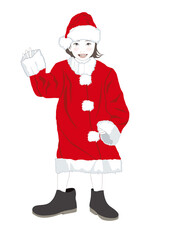 サンタの服を着た少女イラスト