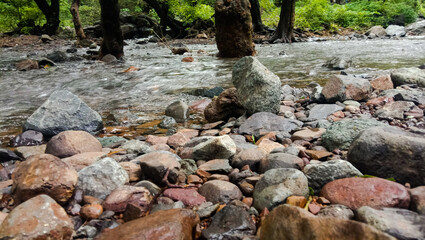 Beautiful River With Big Rocks Nature Wallpaper