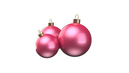 Obraz premium beautiful glossy pink colored group of christmas balls 3D-illustration rendering isolated