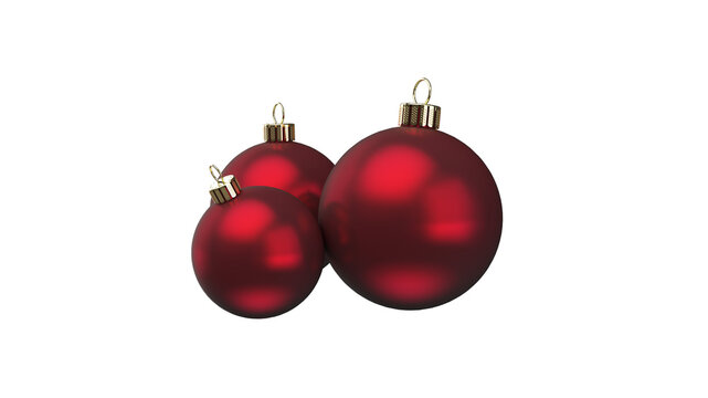 beautiful matte dark burgundy red colored group of christmas balls 3D-illustration rendering isolated