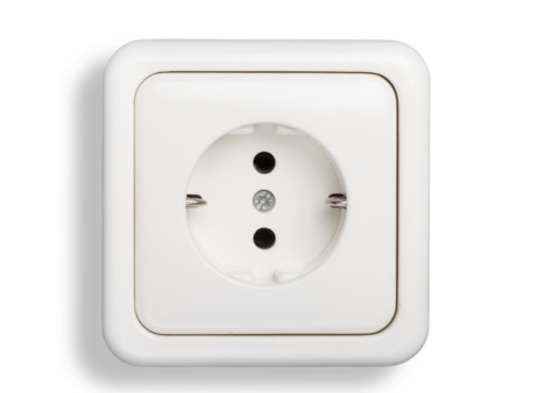 White socket front view isolated on white background