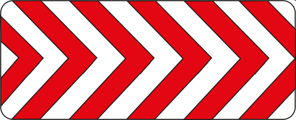 Panneau de signalisation, flèches rouges et blanches