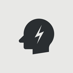 Flash in head vector icon illustration sign