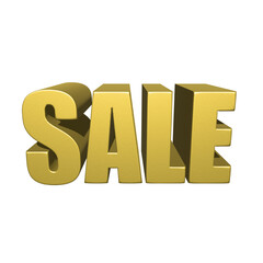 sale golden font letter on white background