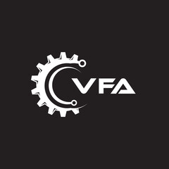 VFA letter technology logo design on black background. VFA creative initials letter IT logo concept. VFA setting shape design.
