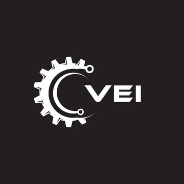 VEI letter technology logo design on black background. VEI creative initials letter IT logo concept. VEI setting shape design.
