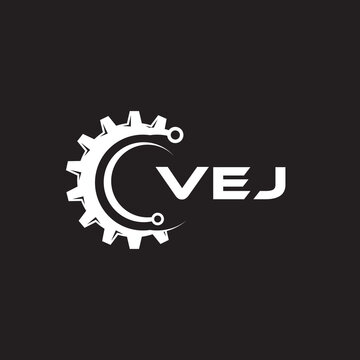 VEJ letter technology logo design on black background. VEJ creative initials letter IT logo concept. VEJ setting shape design.
