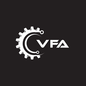 VFA letter technology logo design on black background. VFA creative initials letter IT logo concept. VFA setting shape design.
