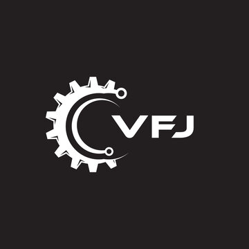VFJ letter technology logo design on black background. VFJ creative initials letter IT logo concept. VFJ setting shape design.
