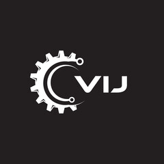 VIJ letter technology logo design on black background. VIJ creative initials letter IT logo concept. VIJ setting shape design.
