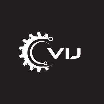 VIJ letter technology logo design on black background. VIJ creative initials letter IT logo concept. VIJ setting shape design.
