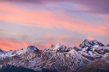 Fototapeta na wymiar Scenic mountain landscape view at the golden hour