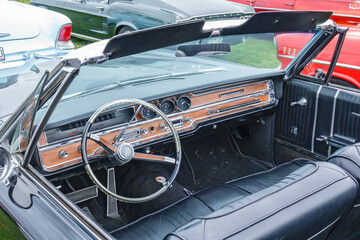 Interior in a american convertible car from the sixties