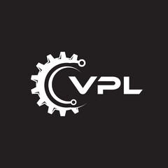VPL letter technology logo design on black background. VPL creative initials letter IT logo concept. VPL setting shape design.
