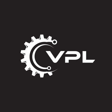 VPL letter technology logo design on black background. VPL creative initials letter IT logo concept. VPL setting shape design.

