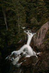 Obraz premium Beautiful waterfall in the mountains. Amazing nature in Poland, Europe.