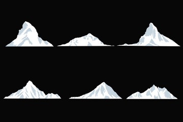 Vector mountain landscape on isolated background. Front view