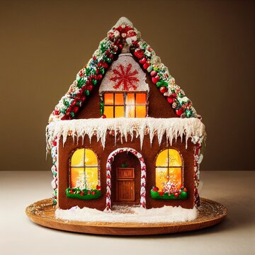 Naklejka Closeup shot of a beautiful a ginger bread house for Christmas