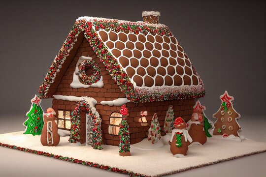Naklejka Closeup shot of a beautiful a ginger bread house for Christmas