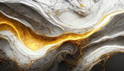 Abstract luxury marble background. Digital art marbling texture. Gold and white colors. 3d illustration
