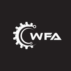 WFA letter technology logo design on black background. WFA creative initials letter IT logo concept. WFA setting shape design.
