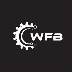 WFB letter technology logo design on black background. WFB creative initials letter IT logo concept. WFB setting shape design.
