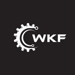 WKF letter technology logo design on black background. WKF creative initials letter IT logo concept. WKF setting shape design.
