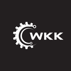 WKK letter technology logo design on black background. WKK creative initials letter IT logo concept. WKK setting shape design.
