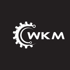 WKM letter technology logo design on black background. WKM creative initials letter IT logo concept. WKM setting shape design.

