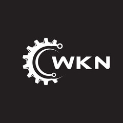 WKN letter technology logo design on black background. WKN creative initials letter IT logo concept. WKN setting shape design.
