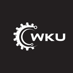WKU letter technology logo design on black background. WKU creative initials letter IT logo concept. WKU setting shape design.
