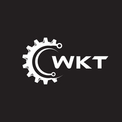 WKT letter technology logo design on black background. WKT creative initials letter IT logo concept. WKT setting shape design.
