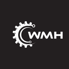 WMH letter technology logo design on black background. WMH creative initials letter IT logo concept. WMH setting shape design.
