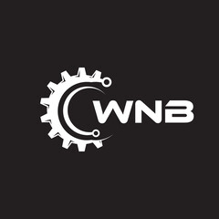 WNB letter technology logo design on black background. WNB creative initials letter IT logo concept. WNB setting shape design.
