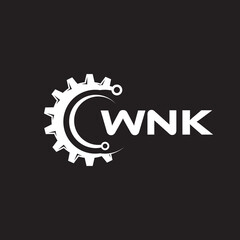 WNK letter technology logo design on black background. WNK creative initials letter IT logo concept. WNK setting shape design.
