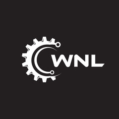WNL letter technology logo design on black background. WNL creative initials letter IT logo concept. WNL setting shape design.
